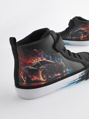 Black Race Car Elastic Lace High Top Trainers - Image 4 of 4