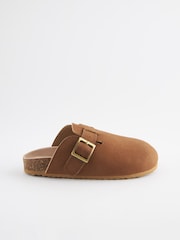 Tan Brown Leather Slip-On Clog Mules - Image 2 of 5