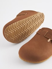 Tan Brown Leather Slip-On Clog Mules - Image 3 of 5