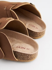 Tan Brown Leather Slip-On Clog Mules - Image 4 of 5