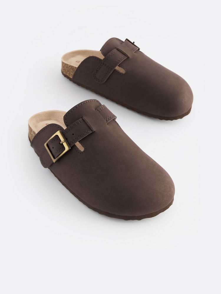 Chocolate Brown Leather Slip-On Clog Mules - Image 1 of 5