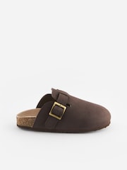 Chocolate Brown Leather Slip-On Clog Mules - Image 2 of 5