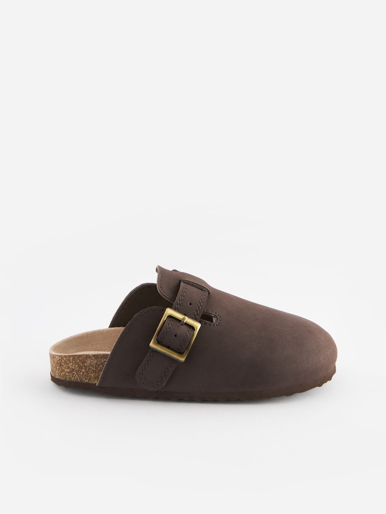 Chocolate Brown Leather Slip-On Clog Mules - Image 2 of 5