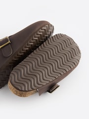 Chocolate Brown Leather Slip-On Clog Mules - Image 3 of 5