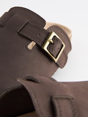 Chocolate Brown Leather Slip-On Clog Mules - Image 4 of 5