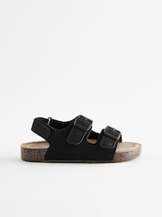 Black Standard Fit (F) Double Buckle Cushioned Footbed Sandals - Image 2 of 5