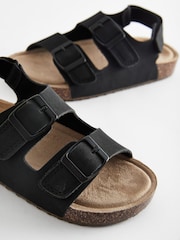 Black Standard Fit (F) Double Buckle Cushioned Footbed Sandals - Image 3 of 5
