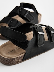 Black Standard Fit (F) Double Buckle Cushioned Footbed Sandals - Image 7 of 8