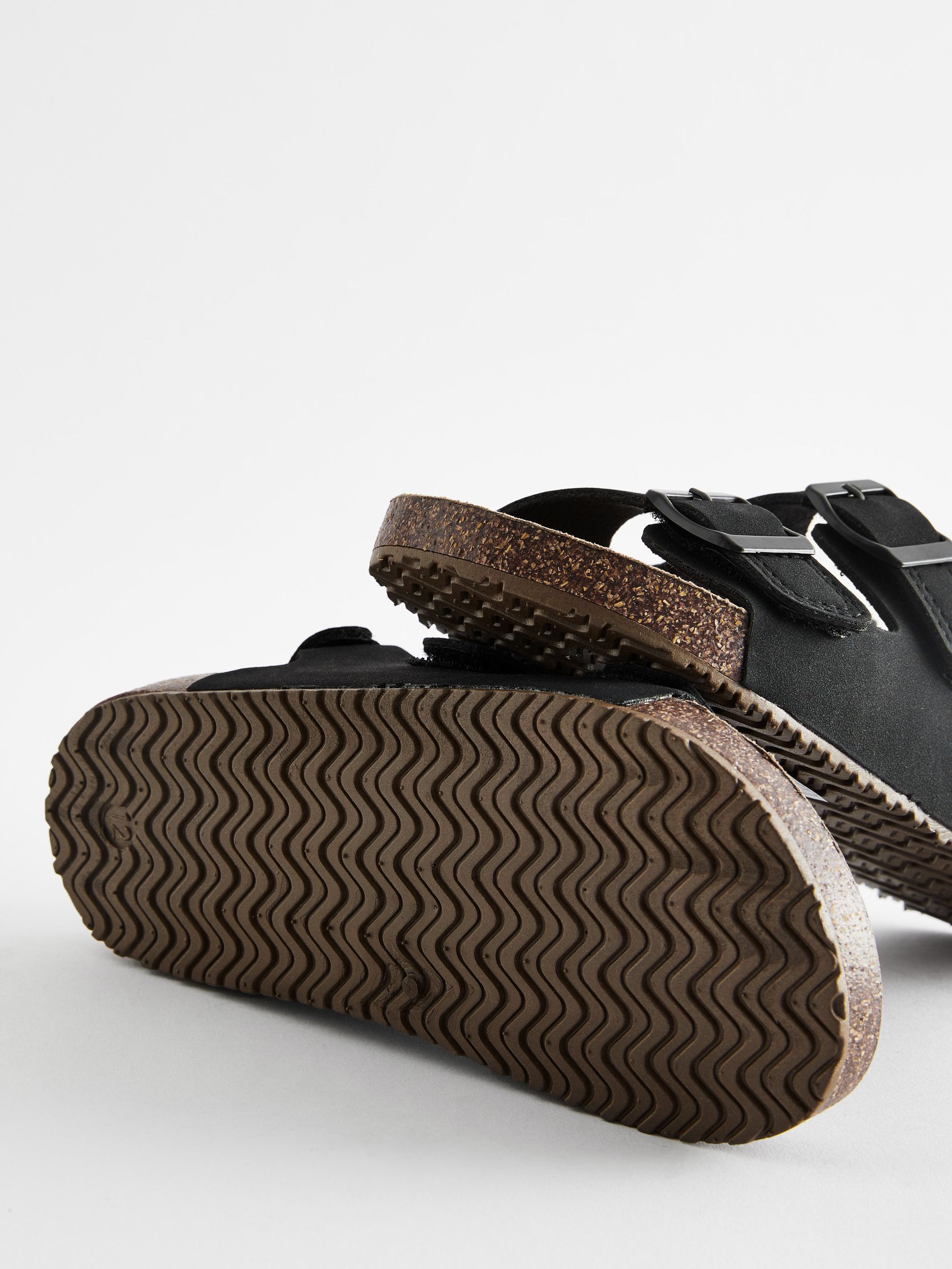 Buy Black Standard Fit (F) Double Buckle Cushioned Footbed Sandals