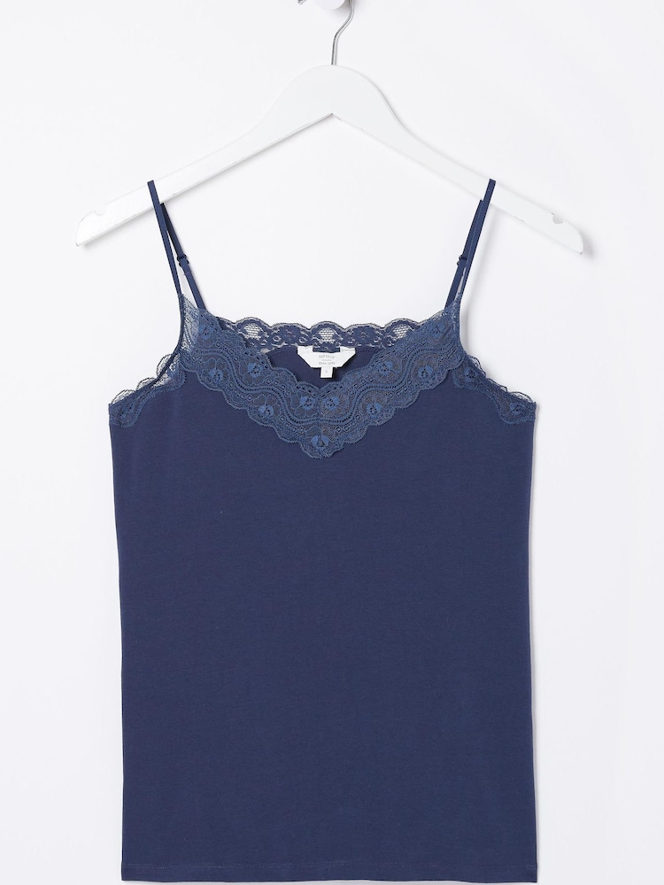 FatFace Blue V-Neck Lace Vest - Image 4 of 4 FatFace Blue V-Neck Lace Vest - Image 4 of 4