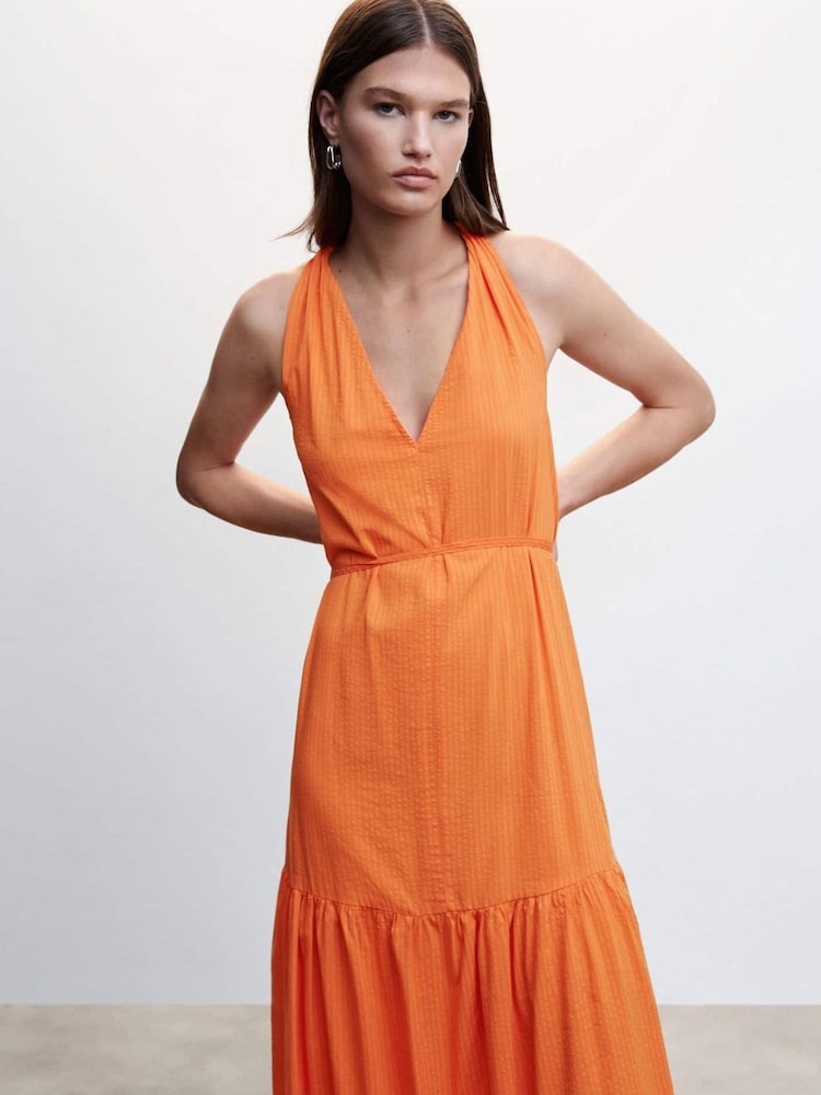 Mango Orange Flared Skirt Dress - Image 1 of 5