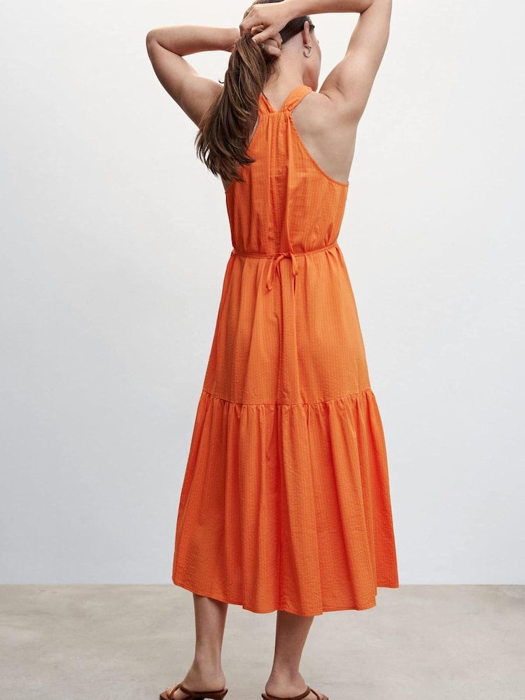 Mango Orange Flared Skirt Dress - Image 2 of 5