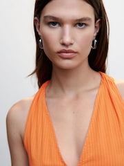 Mango Orange Flared Skirt Dress - Image 3 of 5