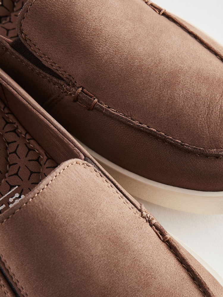 Taupe Brown Contrast Sole Leather Loafers - Image 5 of 5