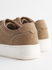 Neutral Stone Lace Up Leather Smart Trainers - Image 3 of 6