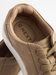Neutral Stone Lace Up Leather Smart Trainers - Image 6 of 6