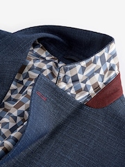 Blue Slim Fit Textured Smart Blazer - Image 11 of 11
