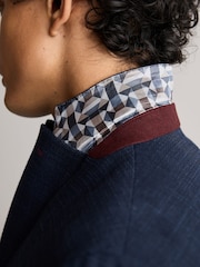 Blue Slim Fit Textured Smart Blazer - Image 4 of 11
