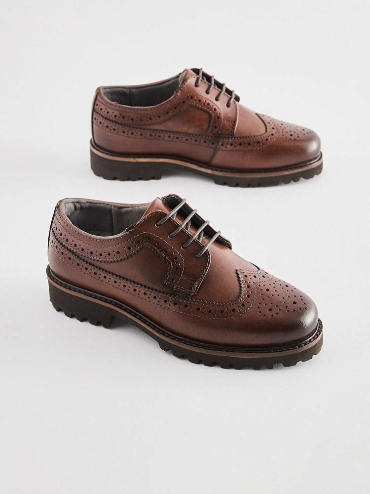 Tan Brown Chunky Leather Brogue - Image 1 of 5 Tan Brown Chunky Leather Brogue - Image 1 of 5