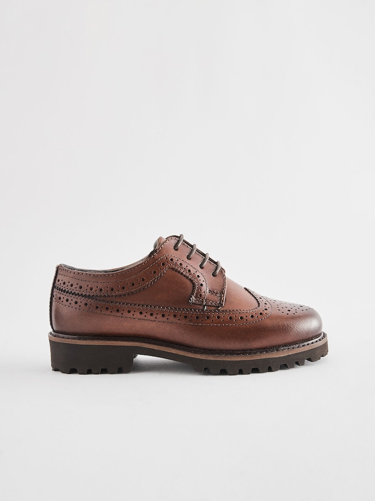 Tan Brown Chunky Leather Brogue - Image 2 of 5