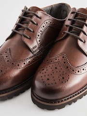 Tan Brown Chunky Leather Brogue - Image 4 of 5