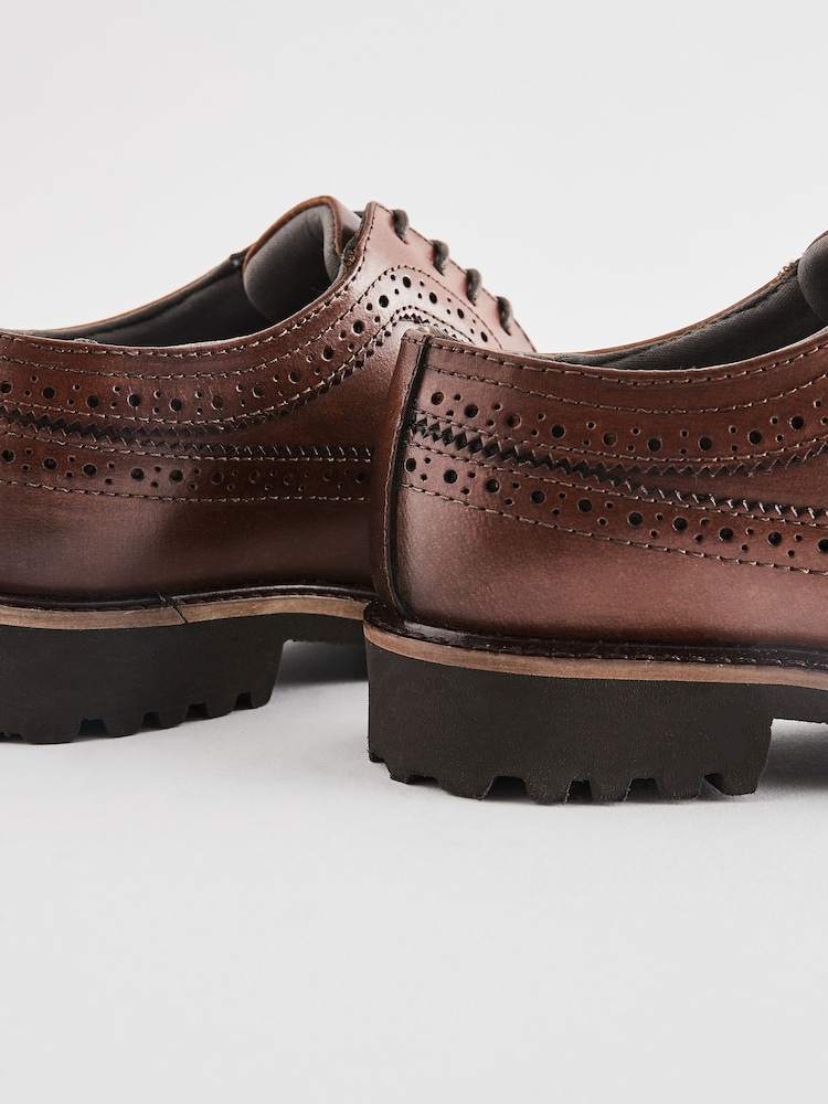 Tan Brown Chunky Leather Brogue - Image 5 of 5
