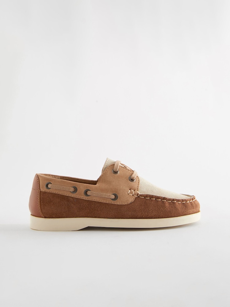 Neutral Leather Boat Shoes - Image 2 of 5 Neutral Leather Boat Shoes - Image 2 of 5