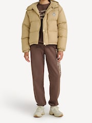 Sporty & Rich Brown Crown Logo Hooded Puffer Jacket - Image 2 of 6