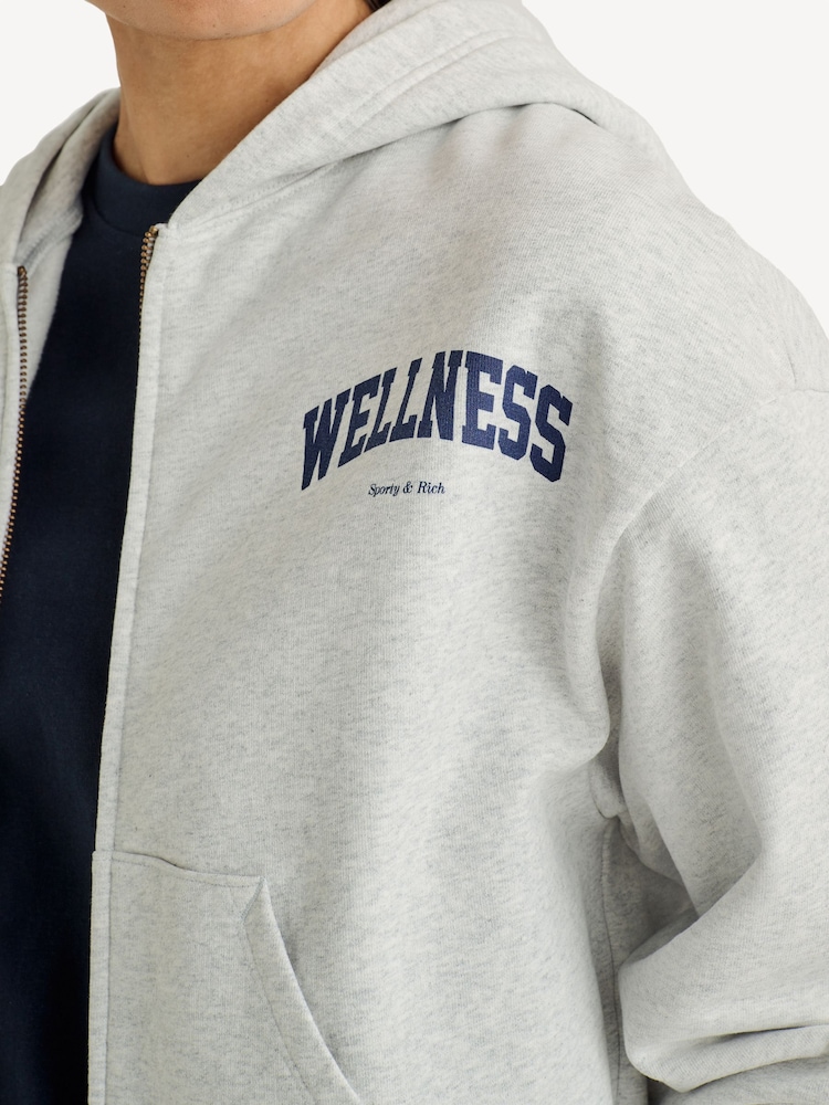 Sporty & Rich Grey Wellness Ivy Cropped Zip Hoodie - Image 4 of 4
