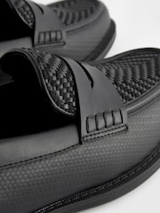 Black Weave Detail Loafers - Image 4 of 6