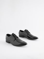 Black High Shine Jewel Trim Patent Derby Shoes - Image 1 of 5