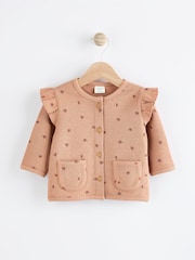 Rust Brown Floral Ditsy Baby Knitted Cardigan (0-18mths) - Image 1 of 7