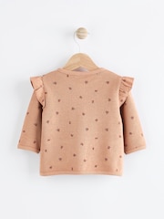Rust Brown Floral Ditsy Baby Knitted Cardigan (0-18mths) - Image 2 of 7