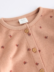 Rust Brown Floral Ditsy Baby Knitted Cardigan (0-18mths) - Image 4 of 7