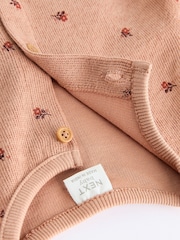 Rust Brown Floral Ditsy Baby Knitted Cardigan (0-18mths) - Image 6 of 7