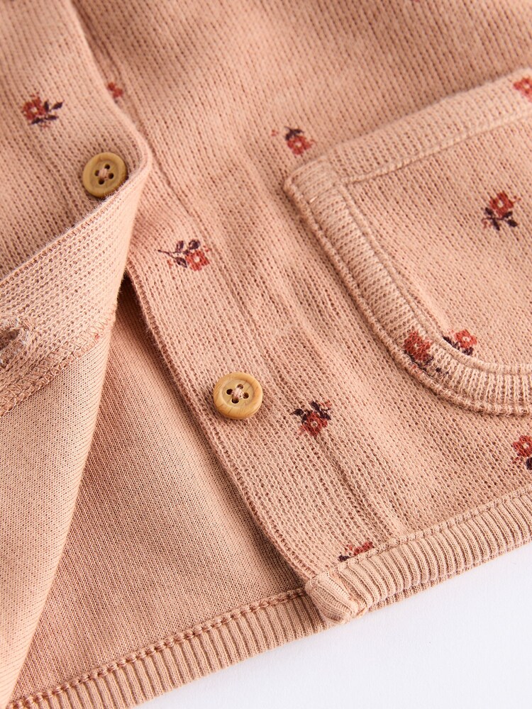 Rust Brown Floral Ditsy Baby Knitted Cardigan (0-18mths) - Image 7 of 7