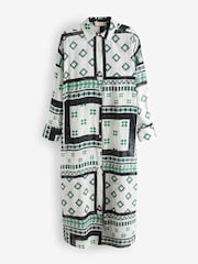 White Geo Maxi Beach Shirt Cover-Up - Image 9 of 10