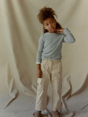 Stone Natural Wide Leg Cargo Trousers (3-16yrs) - Image 1 of 6