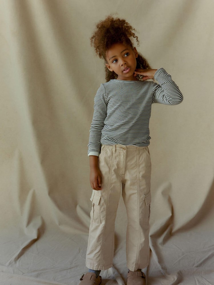 Stone Natural Wide Leg Cargo Trousers (3-16yrs) - Image 1 of 6