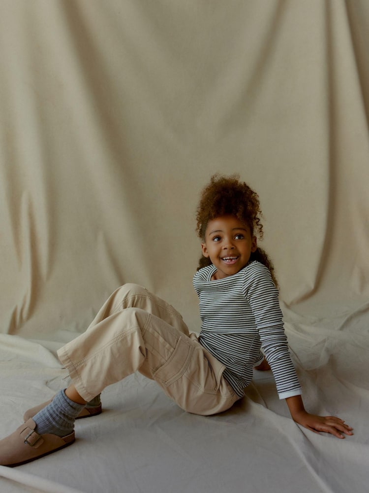 Stone Natural Wide Leg Cargo Trousers (3-16yrs) - Image 2 of 6