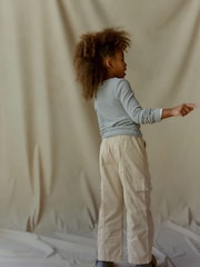 Stone Natural Wide Leg Cargo Trousers (3-16yrs) - Image 3 of 6
