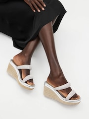 Silver Forever Comfort® Bling Mule Wedges - Image 1 of 7