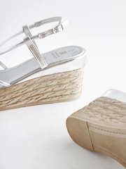 Silver Forever Comfort® Bling Multi Strap Wedges - Image 6 of 7