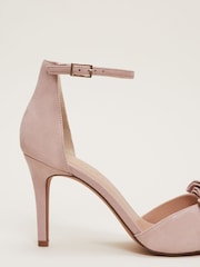 Phase Eight Pink Suede Bow Front Heels - Image 4 of 7