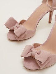 Phase Eight Pink Suede Bow Front Heels - Image 5 of 7