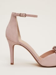 Phase Eight Pink Suede Bow Front Heels - Image 6 of 7