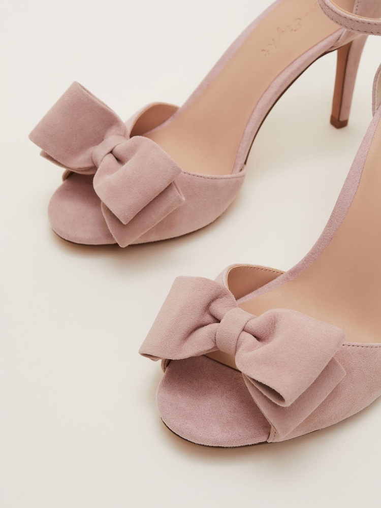 Phase Eight Pink Suede Bow Front Heels - Image 7 of 7