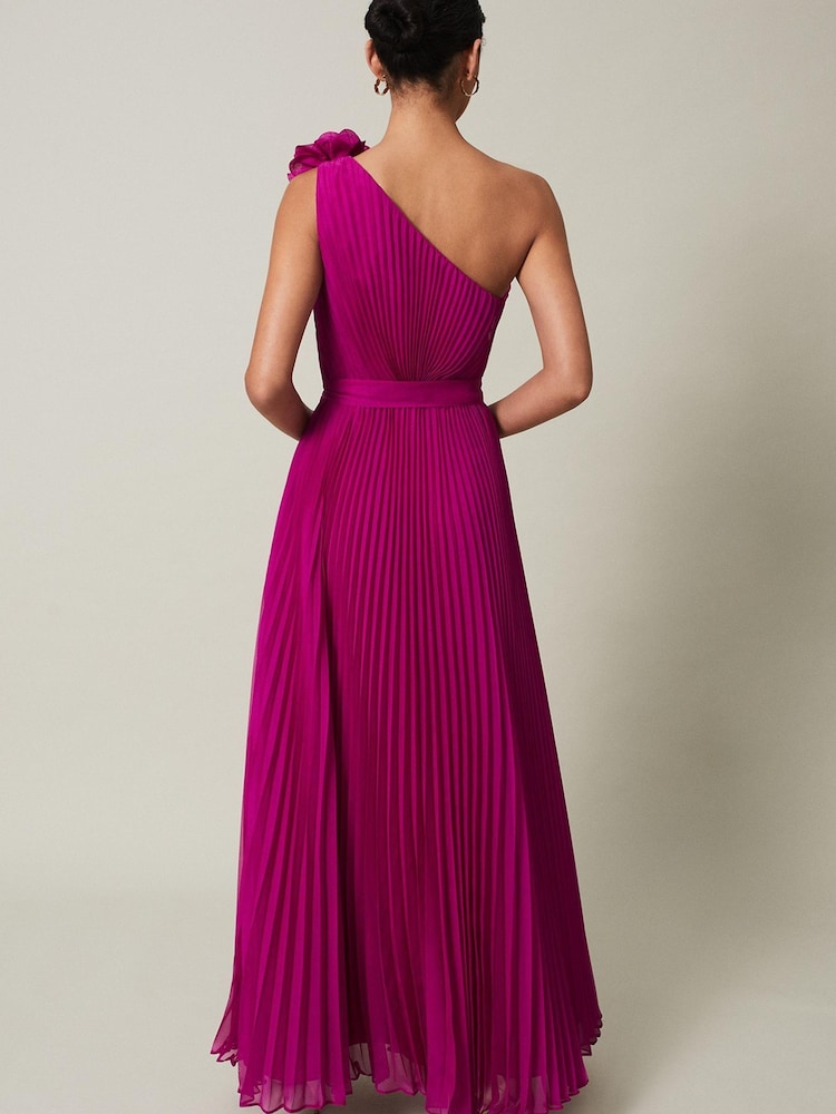 Phase Eight Purple Minnie One Shoulder Pleated Maxi Dress - Image 2 of 6