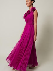Phase Eight Purple Minnie One Shoulder Pleated Maxi Dress - Image 3 of 6