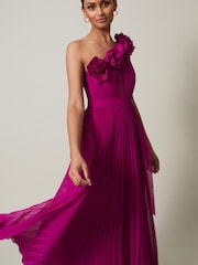 Phase Eight Purple Minnie One Shoulder Pleated Maxi Dress - Image 4 of 6